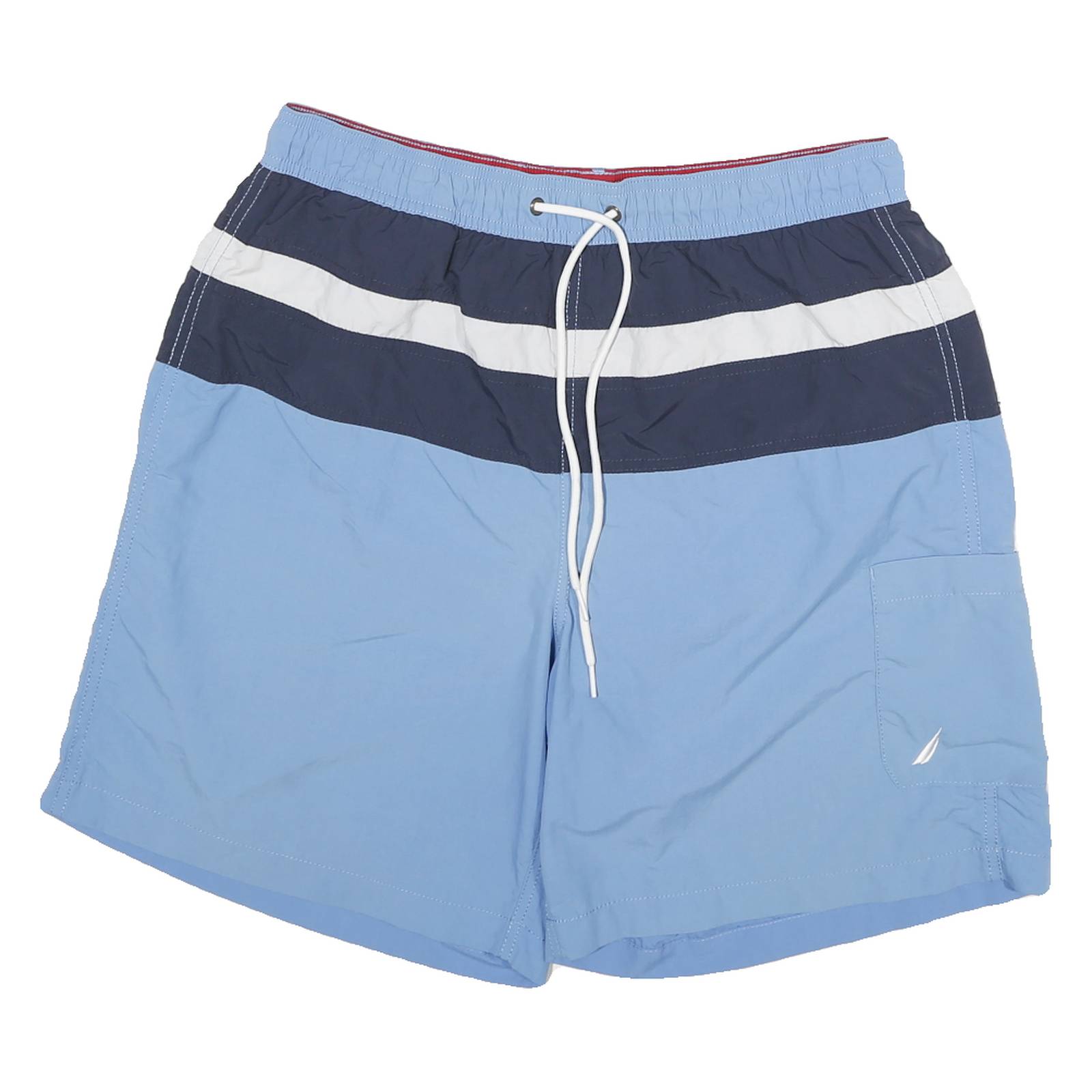 NAUTICA Mens Shorts Blue & Navy Stripe Casual L W30 Drawstring Lightweight