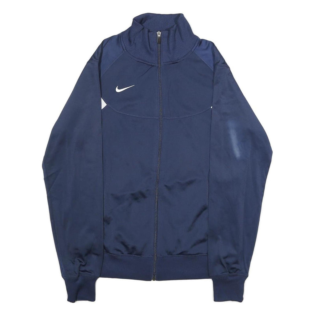 NIKE Mens Navy Blue Sports Zip Track Jacket L Polyester Plain