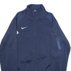 NIKE Mens Navy Blue Sports Zip Track Jacket L Polyester Plain