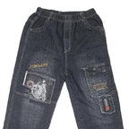 Womens Regular Fit Drawstring Dark Denim Jeans Cotton Blend W36 L22 Casual Cargo