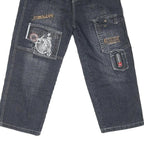 Womens Regular Fit Drawstring Dark Denim Jeans Cotton Blend W36 L22 Casual Cargo