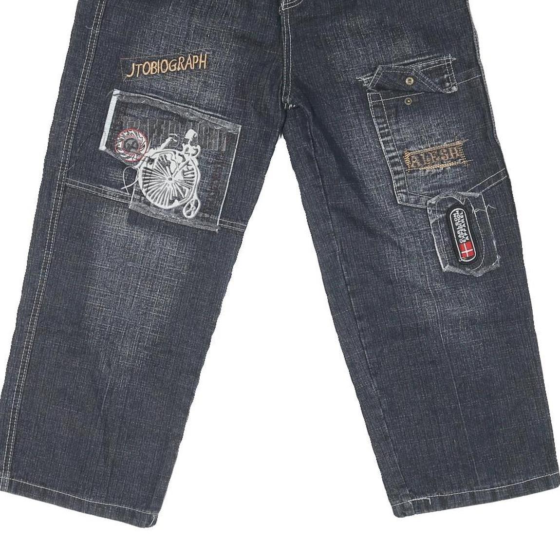 Womens Regular Fit Drawstring Dark Denim Jeans Cotton Blend W36 L22 Casual Cargo