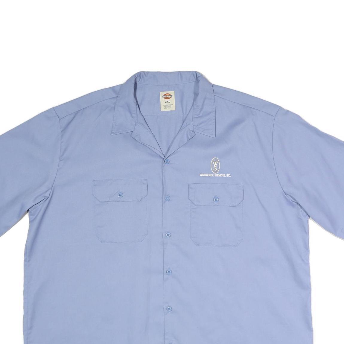 DICKIES Mens Blue Work Shirt 2XL Polyester Blend Short Sleeve Button Down