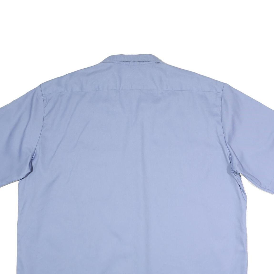 DICKIES Mens Blue Work Shirt 2XL Polyester Blend Short Sleeve Button Down