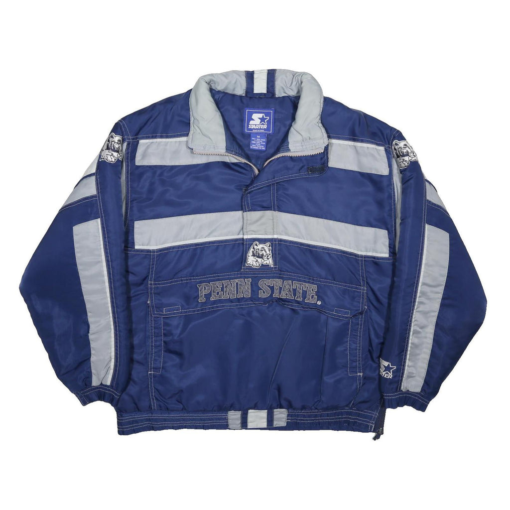 STARTER Mens Blue & Grey Penn State Nylon Jacket M Zip Reflective Sport