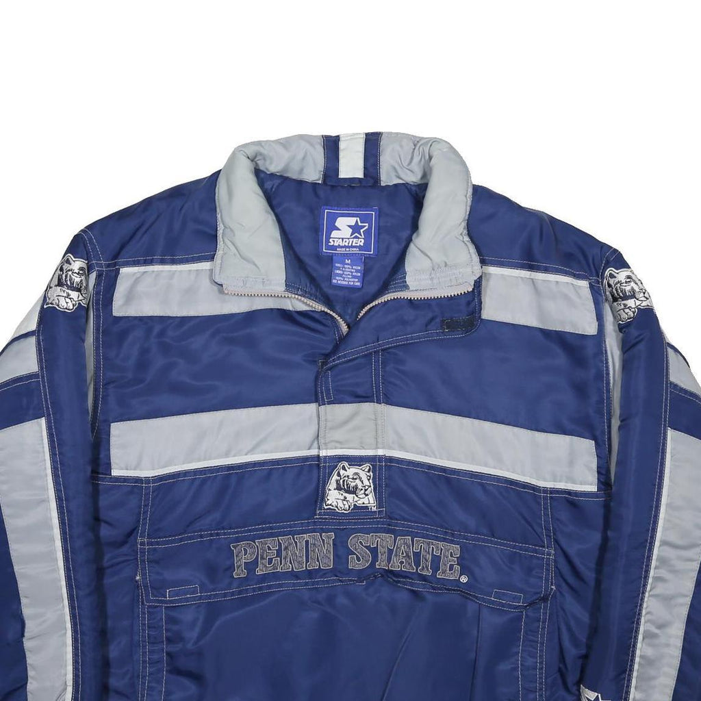 STARTER Mens Blue & Grey Penn State Nylon Jacket M Zip Reflective Sport