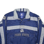 STARTER Mens Blue & Grey Penn State Nylon Jacket M Zip Reflective Sport