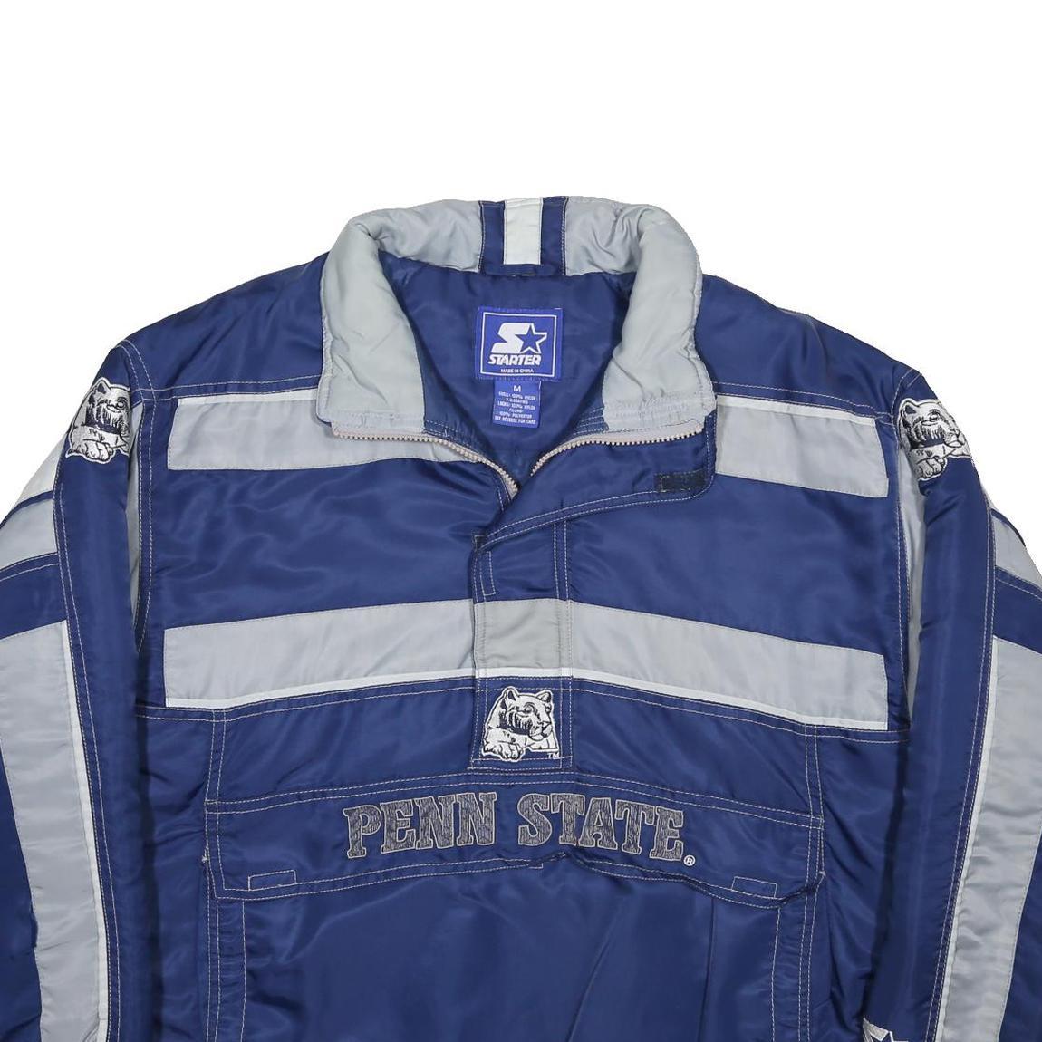 STARTER Mens Blue & Grey Penn State Nylon Jacket M Zip Reflective Sport