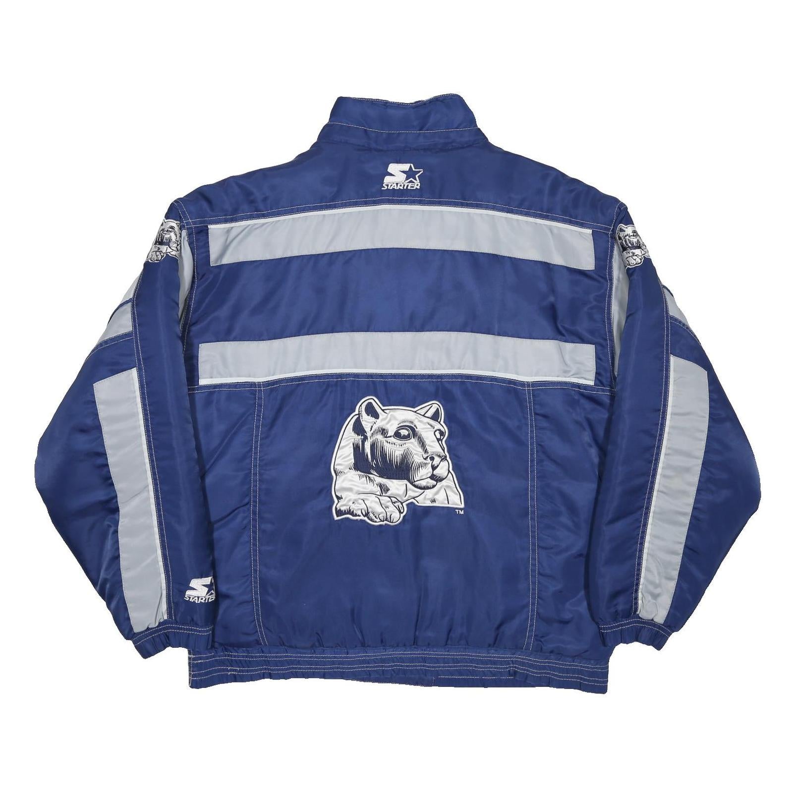 STARTER Mens Blue & Grey Penn State Nylon Jacket M Zip Reflective Sport