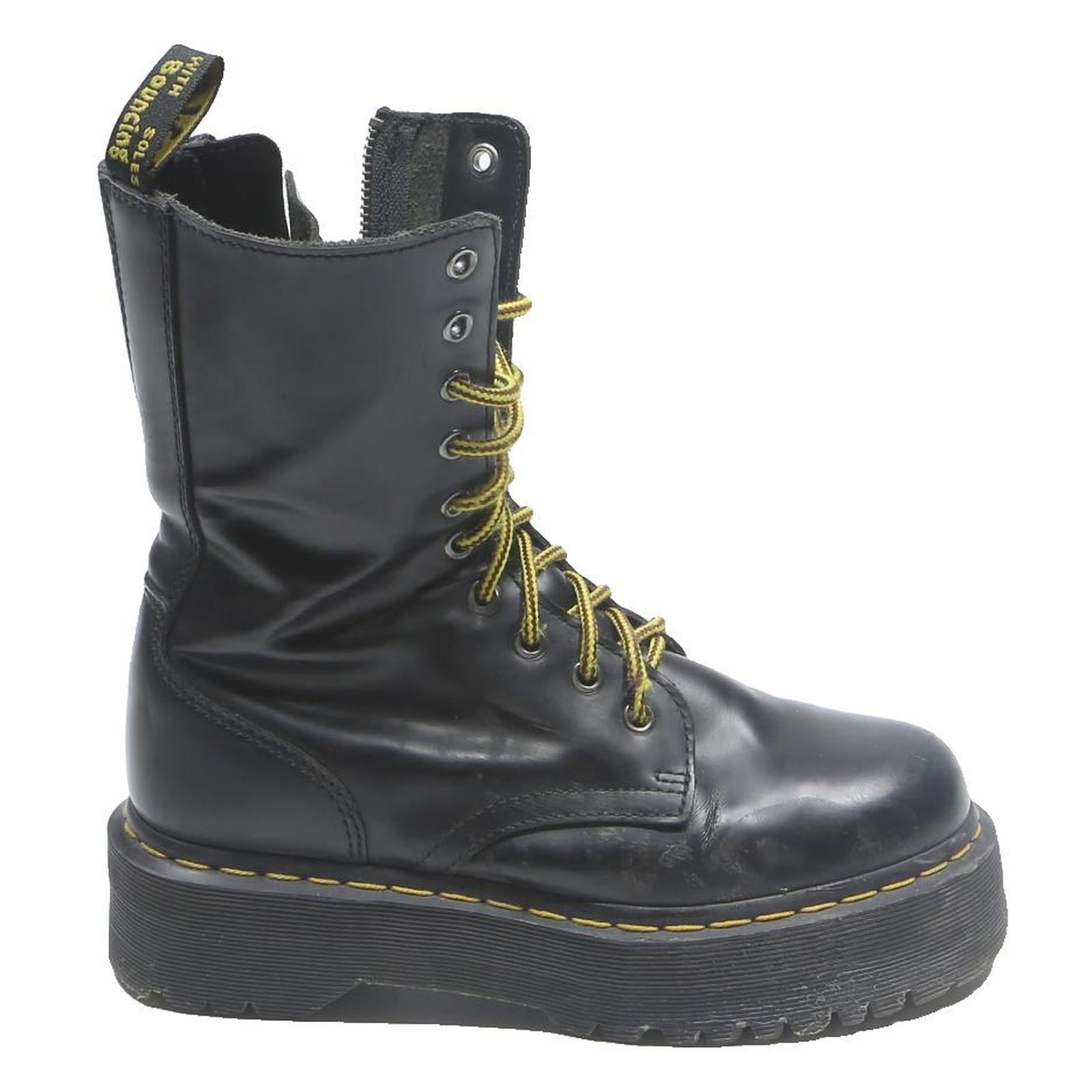 DR MARTENS Jadon Womens Black Leather High Boots UK 5 Platform Lace-Up Chunky