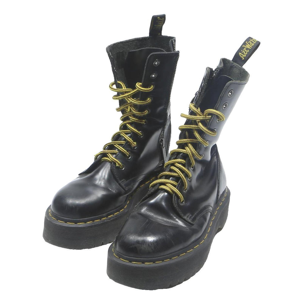 DR MARTENS Jadon Womens Black Leather High Boots UK 5 Platform Lace-Up Chunky