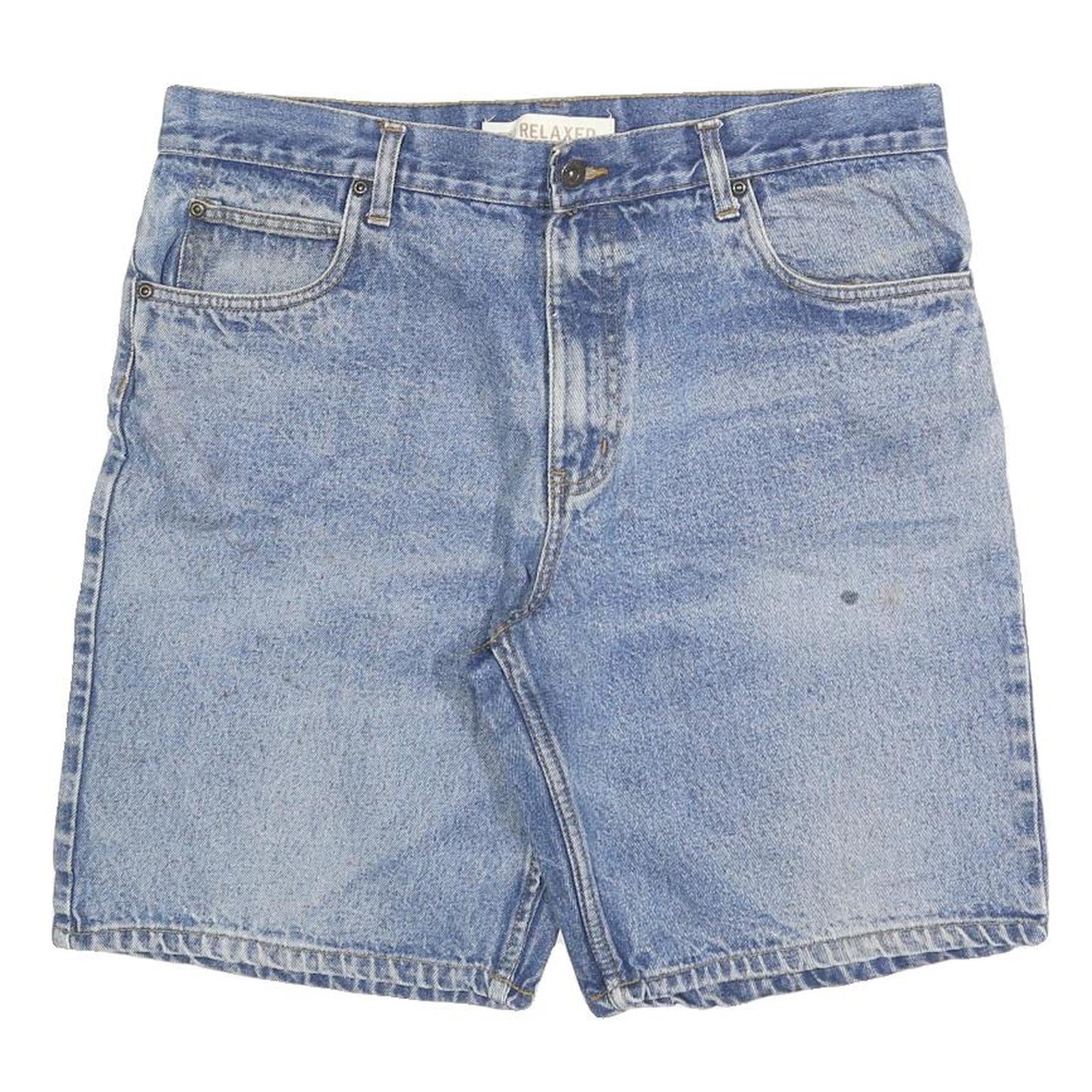FADED GLORY Mens Denim Blue Relaxed Fit Shorts L W36 Classic Cotton Blend Casual