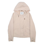 ONLY Womens Beige Hooded Zip Jacket S Polyester Blend Lightweight Casual