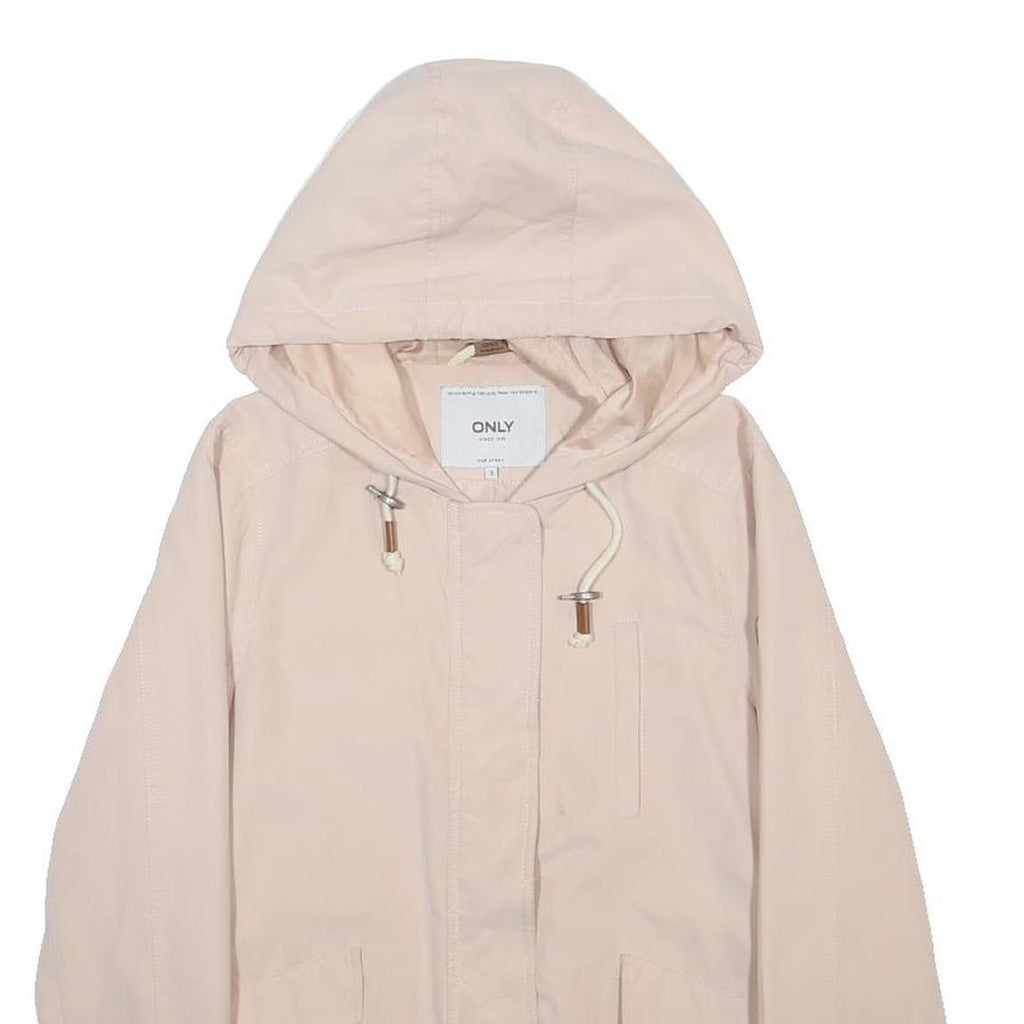 ONLY Womens Beige Hooded Zip Jacket S Polyester Blend Lightweight Casual