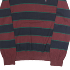 TOMMY HILFIGER Mens Maroon & Navy Patterned Cotton Jumper Crew Neck Regular L