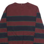 TOMMY HILFIGER Mens Maroon & Navy Patterned Cotton Jumper Crew Neck Regular L