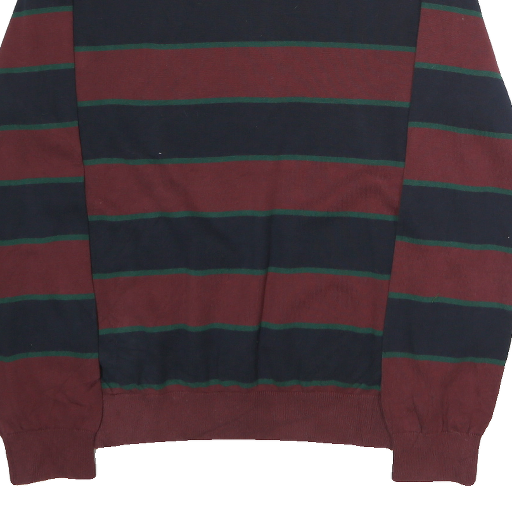 TOMMY HILFIGER Mens Maroon & Navy Patterned Cotton Jumper Crew Neck Regular L