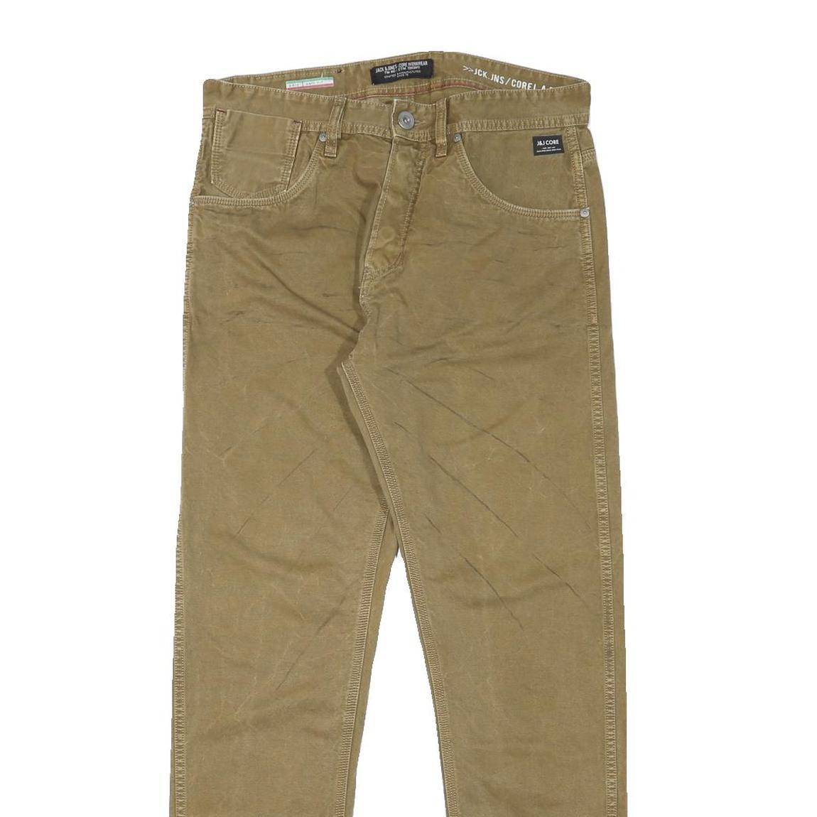 JACK & JONES Mens Slim Fit Workwear Beige Cotton Blend Twill W31 L30 Work Jeans