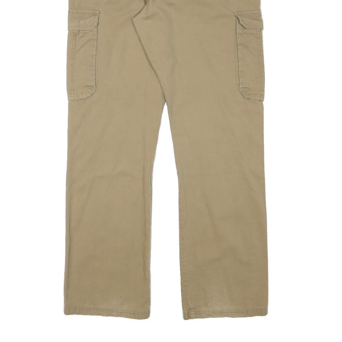 LIVERGY Mens Regular Fit Beige Cotton Blend Cargo Trousers W37 L33 Casual