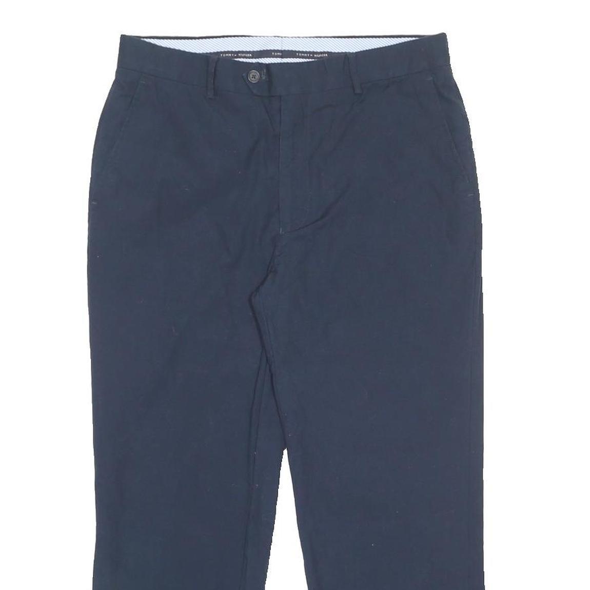TOMMY HILFIGER Mens Polyester Blend Navy Regular Fit Straight Leg Trousers W32