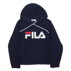 FILA Womens Navy Blue Pullover Hoodie S Logo Embroidered Cotton Blend