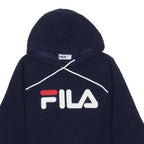 FILA Womens Navy Blue Pullover Hoodie S Logo Embroidered Cotton Blend