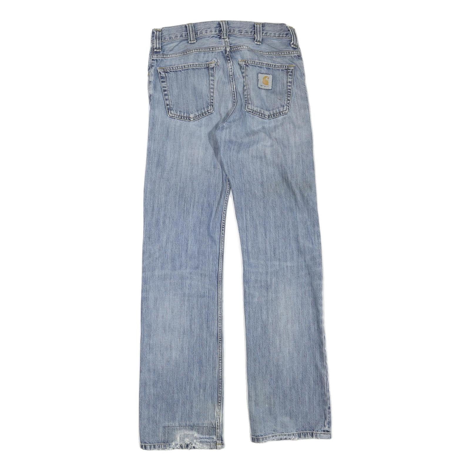 CARHARTT Mens Jeans Blue Regular Straight Denim Light W30 L33 Zip Cotton Blend