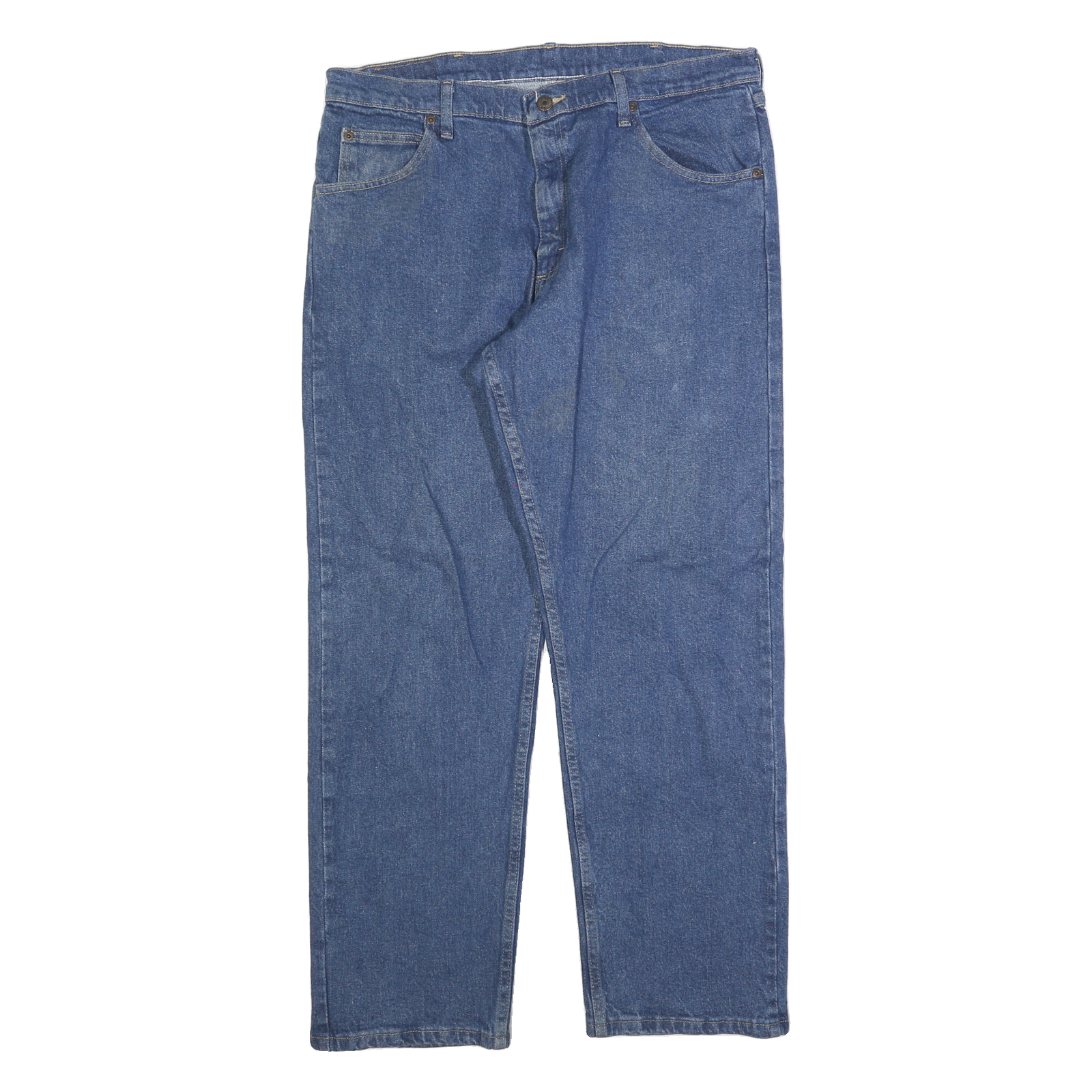 WRANGLER Mens Blue Regular Straight Denim Medium W36 L30 Classic Cotton Zip