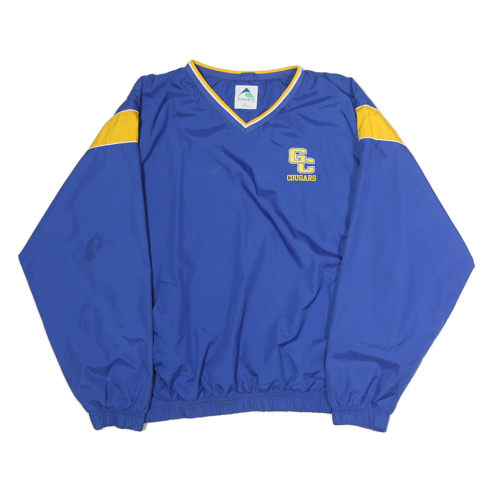 AUGUSTA Mens Blue & Yellow Cougars V-Neck XL Pullover Sweatshirt Lightweight
