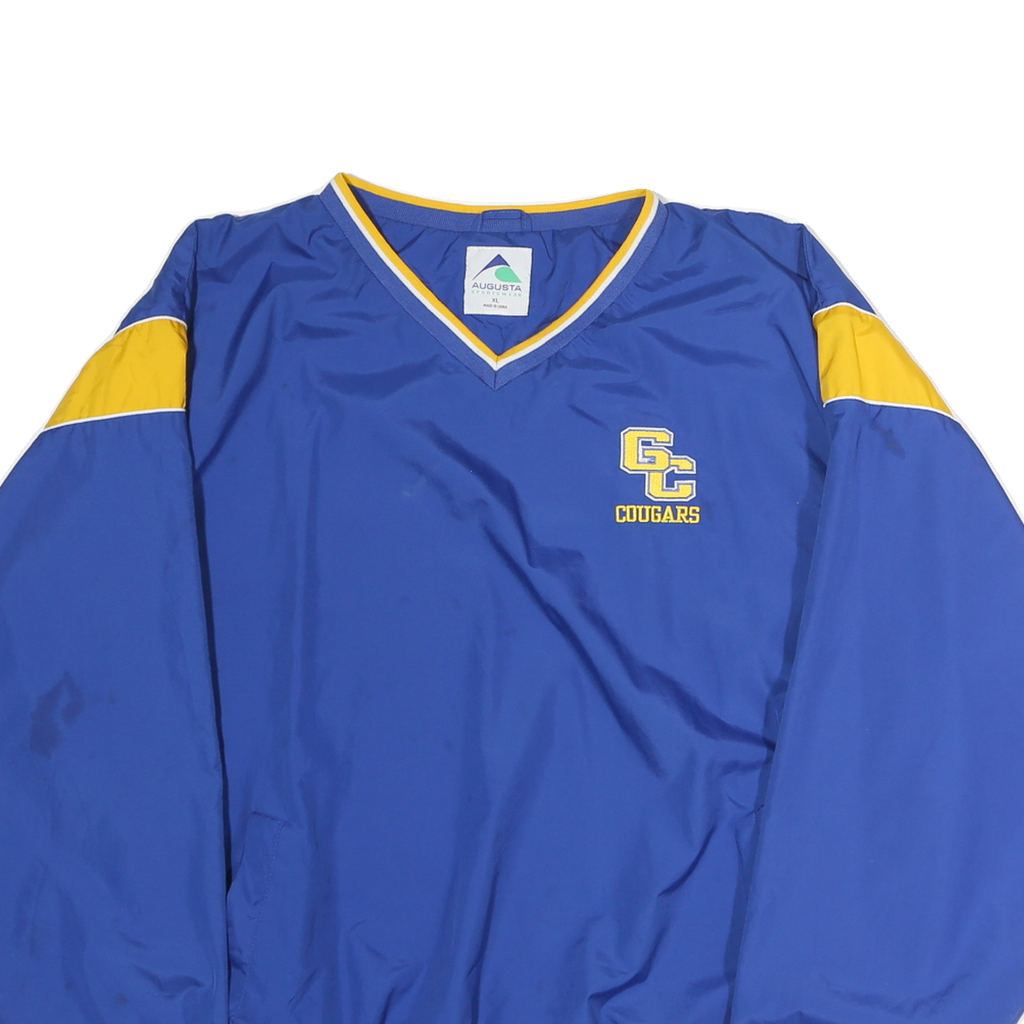 AUGUSTA Mens Blue & Yellow Cougars V-Neck XL Pullover Sweatshirt Lightweight