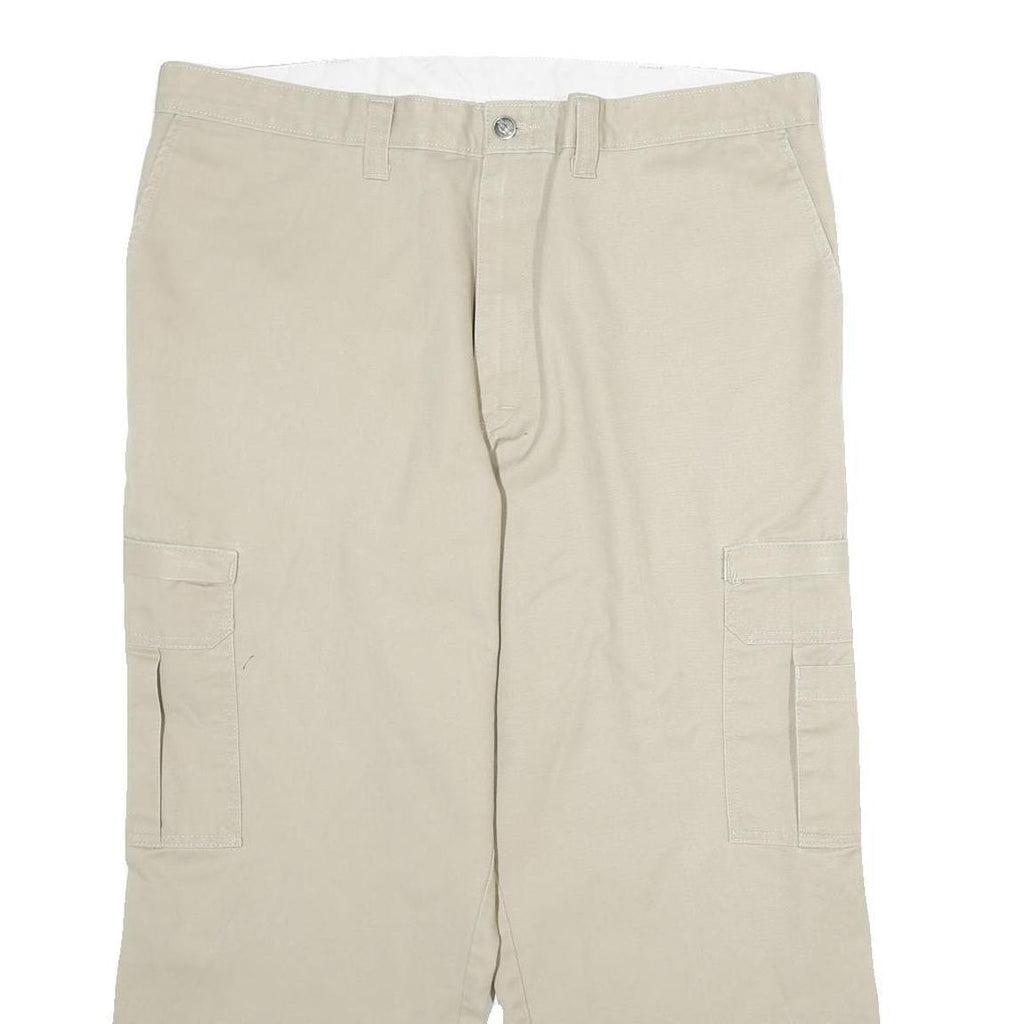 DICKIES Mens Beige Cotton Regular Straight Trousers W40 L30 Cargo Workwear