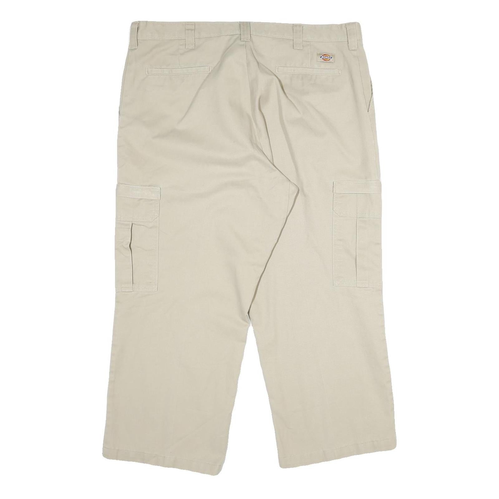 DICKIES Mens Beige Cotton Regular Straight Trousers W40 L30 Cargo Workwear