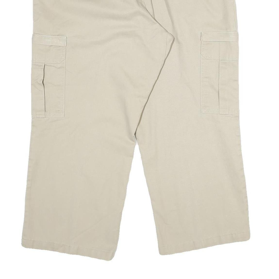 DICKIES Mens Beige Cotton Regular Straight Trousers W40 L30 Cargo Workwear