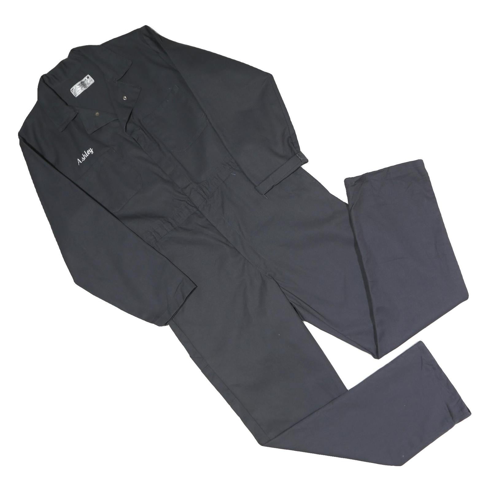 ARAMARK Mens Black Dungarees Regular Fit Polyester Blend S W40 L31 Workwear