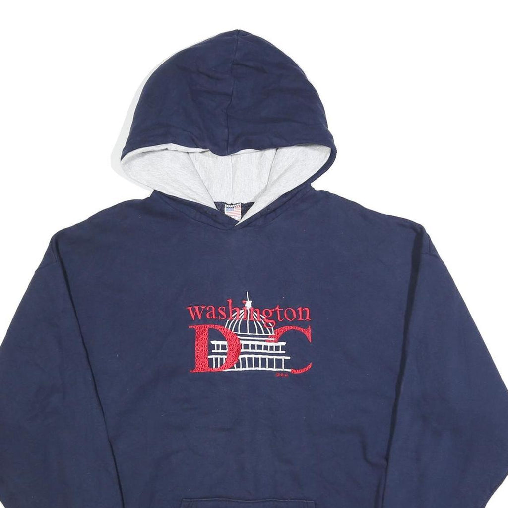 Mens Navy Blue Washington DC Hoodie XL Cotton Blend Pullover Hooded Sweatshirt