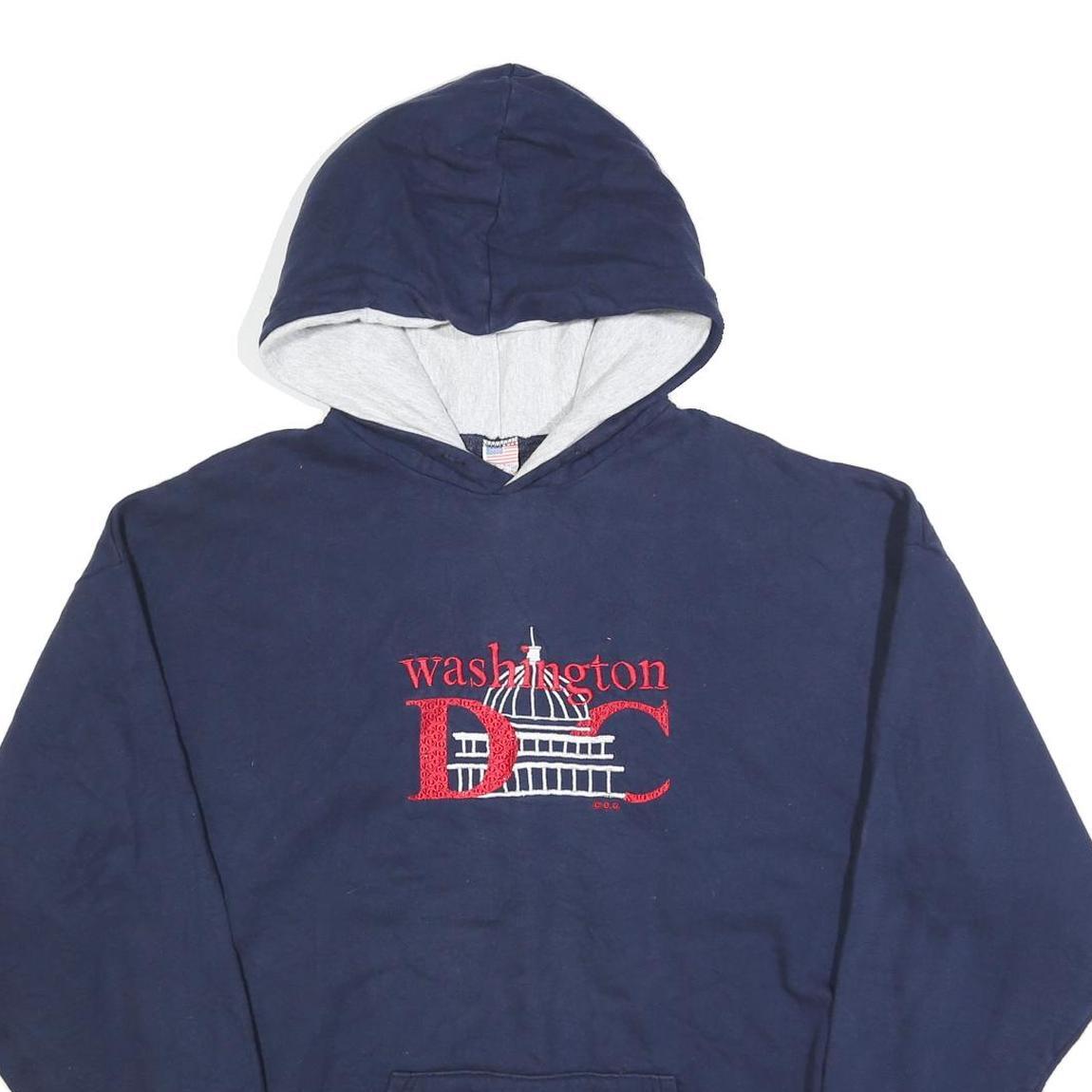 Mens Navy Blue Washington DC Hoodie XL Cotton Blend Pullover Hooded Sweatshirt