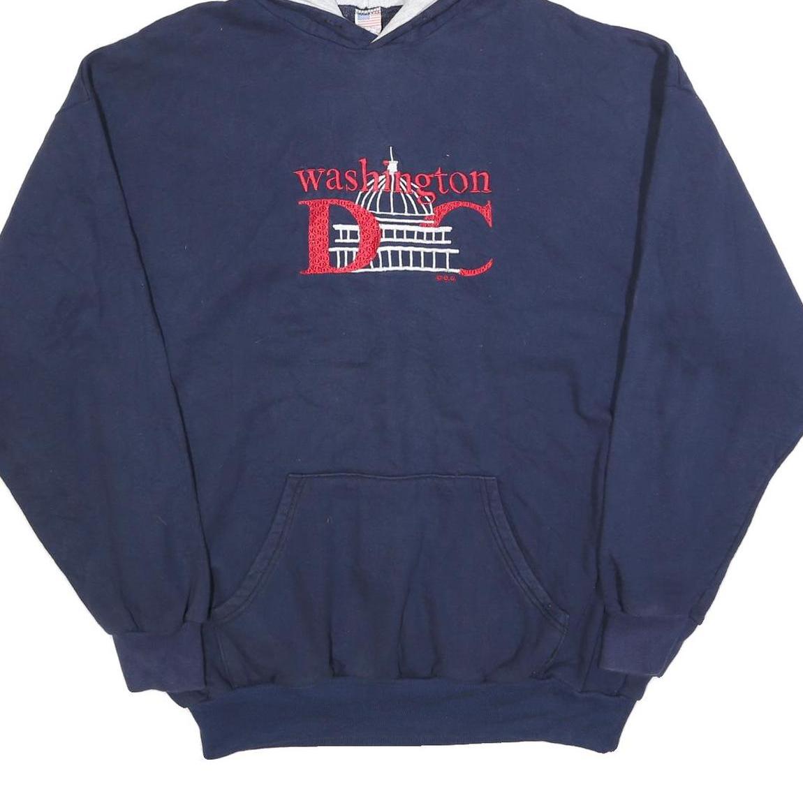 Mens Navy Blue Washington DC Hoodie XL Cotton Blend Pullover Hooded Sweatshirt