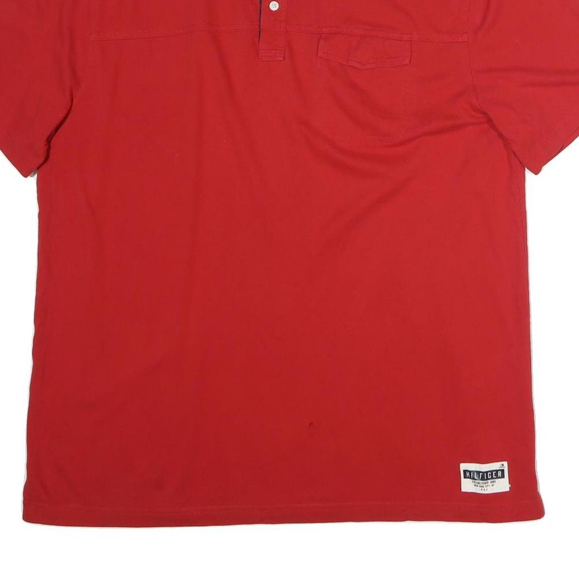 TOMMY HILFIGER Mens Red Short Sleeve Polo Shirt 2XL Cotton Basic Casual