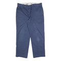 DICKIES Mens Regular Blue Cotton Blend Zip Trousers W36 L28 Workwear Chino