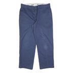 DICKIES Mens Regular Blue Cotton Blend Zip Trousers W36 L28 Workwear Chino