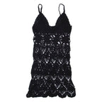 Womens Bodycon Dress Black Crochet Sleeveless Short S