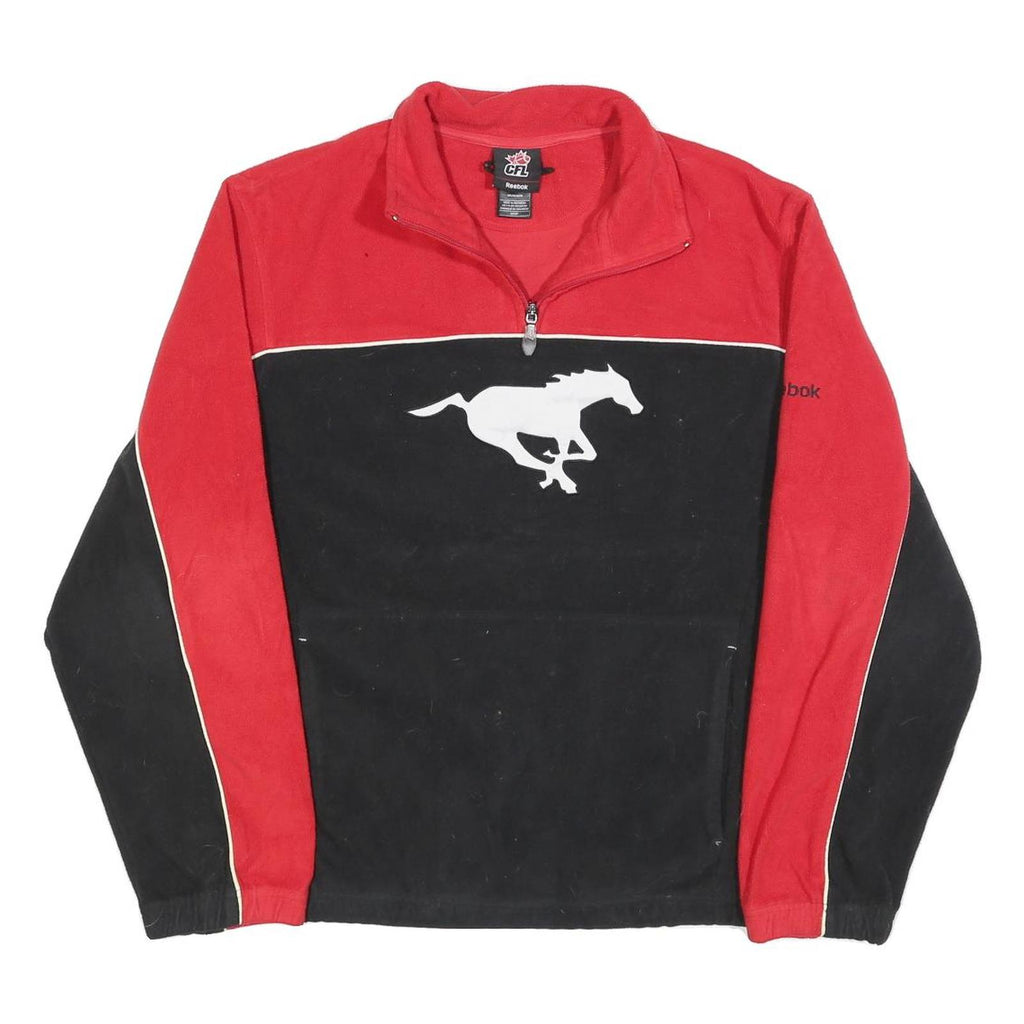 REEBOK Mens Red & Black Jumper Pullover Plain Crew Neck Tight Knit S Polyester