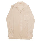 M TREND Womens Bardot Blouse Beige Collared Long Sleeve L