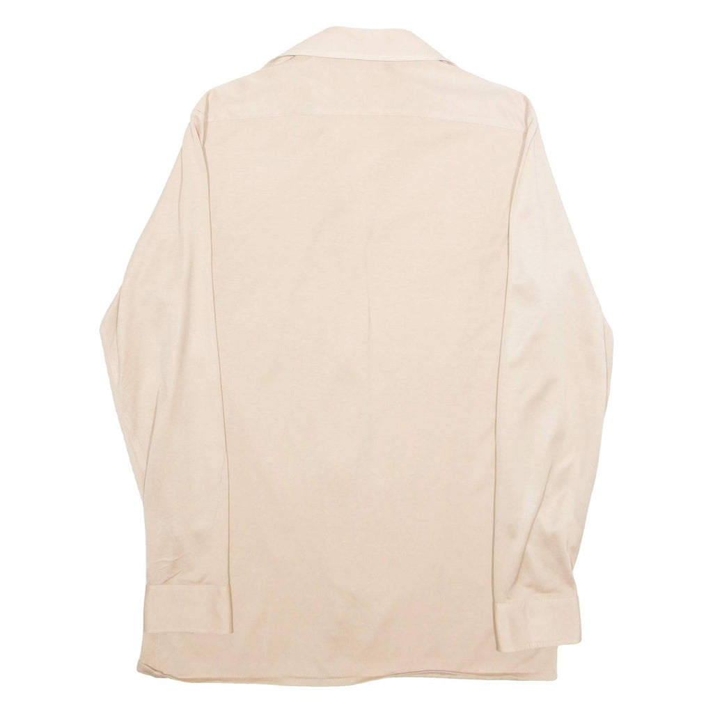 M TREND Womens Bardot Blouse Beige Collared Long Sleeve L