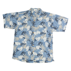 GOTCHA SPORT Mens Blue & Beige Floral Cotton Shirt M Casual Summer Vacation