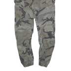 FSBN Mens Cotton Blend Green Slim Cargo Trousers W28 L30 Cargo Pocket Zip