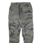 FSBN Mens Cotton Blend Green Slim Cargo Trousers W28 L30 Cargo Pocket Zip