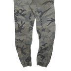 FSBN Mens Cotton Blend Green Slim Cargo Trousers W28 L30 Cargo Pocket Zip