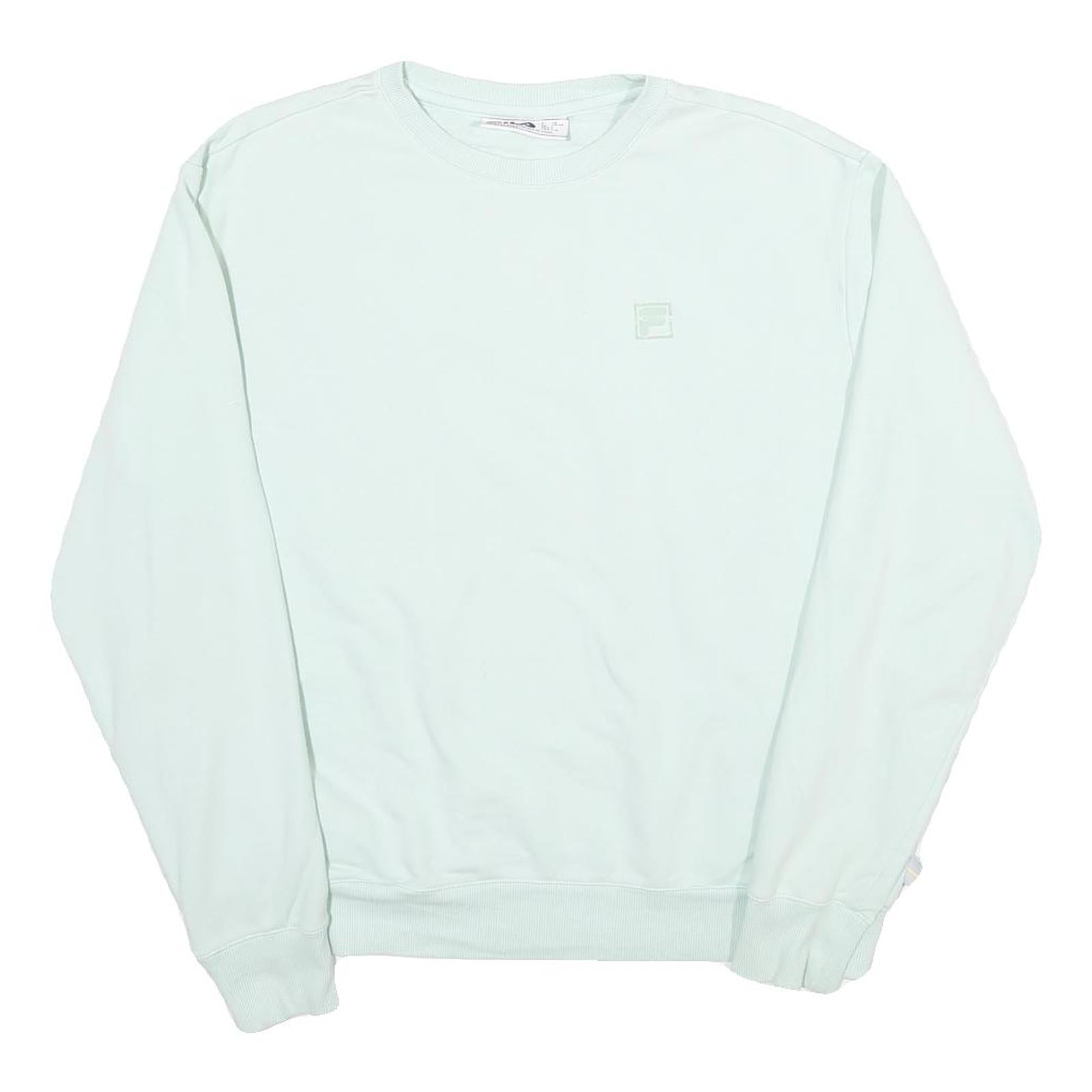 FILA Womens Light Green Cotton Blend Crew Neck Sweatshirt L Casual Pullover