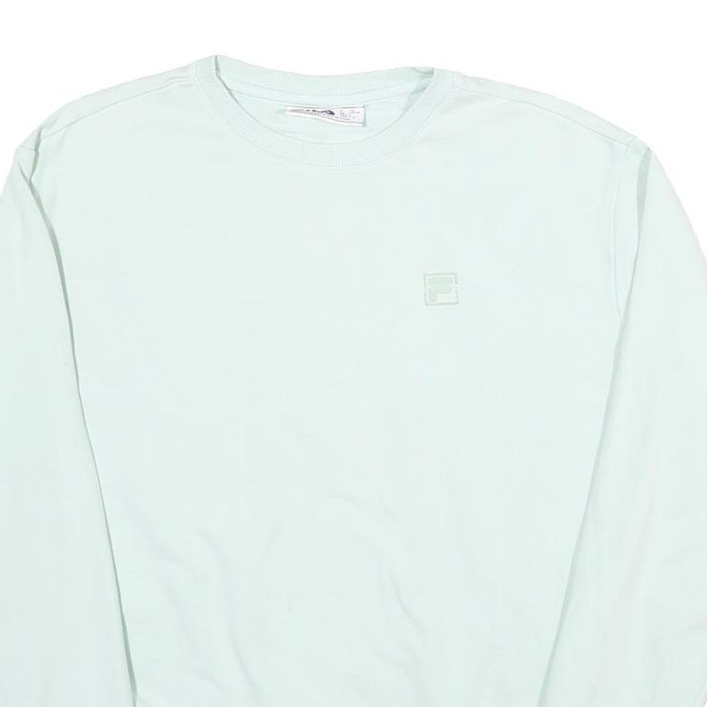 FILA Womens Light Green Cotton Blend Crew Neck Sweatshirt L Casual Pullover